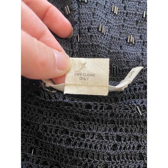 Anthropologie Tweeds Black Silk Beaded Cardigan Sweater Size S Business‎ Preppy - Picture 6 of 6